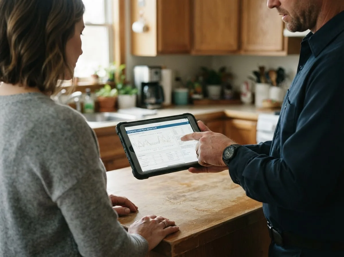 HVAC technician inspecting a heating & cooling system in Estell Manor, NJ